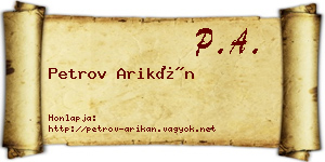 Petrov Arikán névjegykártya